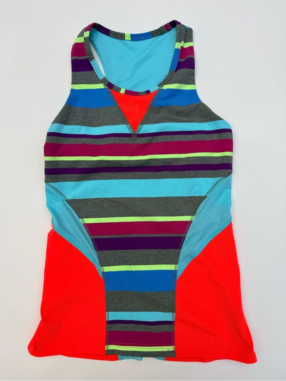 Ivivva Girls Striped Racerback Tank Built-In Bra Size 10